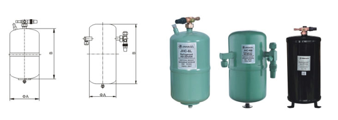 Reservatório vertical do acumulador líquido das peças R22 R404A do armazenamento frio do filtro