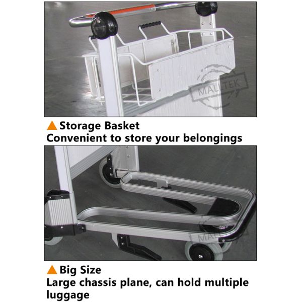 Aluminum Alloy Airport Luggage Trolley Using Airport With Handle Released Brake