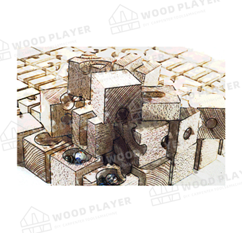 les puzzles 64pcs en bois originaux marbrent les blocs constitutifs de course de course