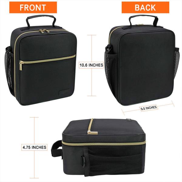 Spacious Pure Color Nylon Lunch Box With Shoulder Strap