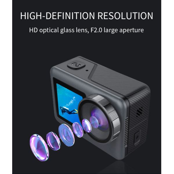 Real 4K FA07A 1080P Sports Camera Wifi Action Camera Outdoor Dual Screen For Diving