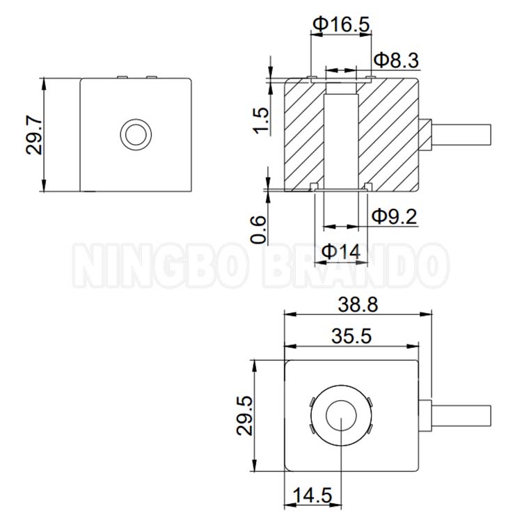 CNOMO Type Pneumatic Solenoid Valve Coil With Cable Wire 9mm Hole Diameter 13VA 10W