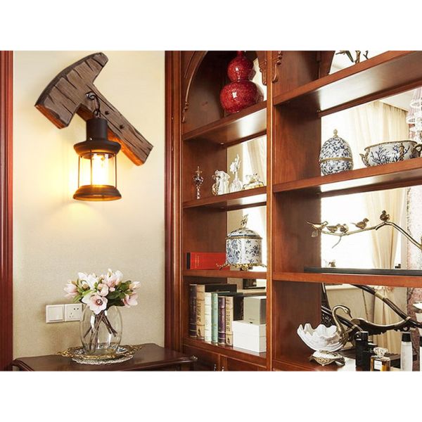 Restaurant bar cafe light creative industrial Vintage wood wall lamp(WH-VR-53)