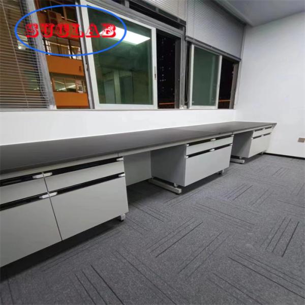 Bancos de trabalho de laboratório de química Superfície laminada resistente a produtos químicos Quadro de aço Armários resistentes ao fogo DTC105 DEG Engrenagens