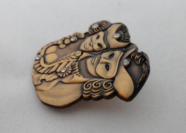 3D Zinc Alloy, Aluminum, Stainless Steel Lapel Pins / Soft Enamel Pin with Rhinestone, Antique Gold Plated