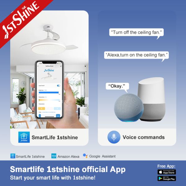 42 Inch Invisible Ceiling Fan with Starry Light - Sleek & Modern Design