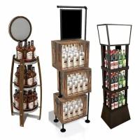 Versatile Beverage Wooden Display Stands Plywood Rotating Wooden Shelf Customized