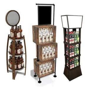 Versatile Beverage Wooden Display Stands Plywood Rotating Wooden Shelf