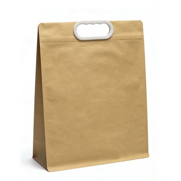 Reusable Die Cut Bag Waterproof Kraft Paper Bags Tear Resistant With Aluminum Foil Liner