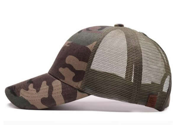 Wholesale Adjustable mesh baseball cap Back Hole Pony Tail Snapback Cap patchwork sports sun hat with a ponytail slot