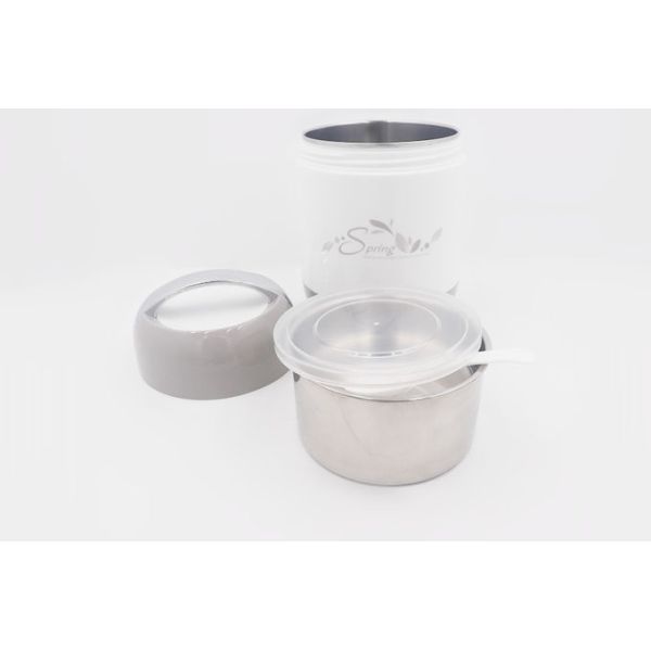 1L Hot sale double lid vacuum food box with spoon stainless steel insulated food jar