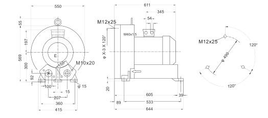 Oil Free Single Stage Side Channel Vacuum Pump 12.5 Kw / 14.5 Kw Output