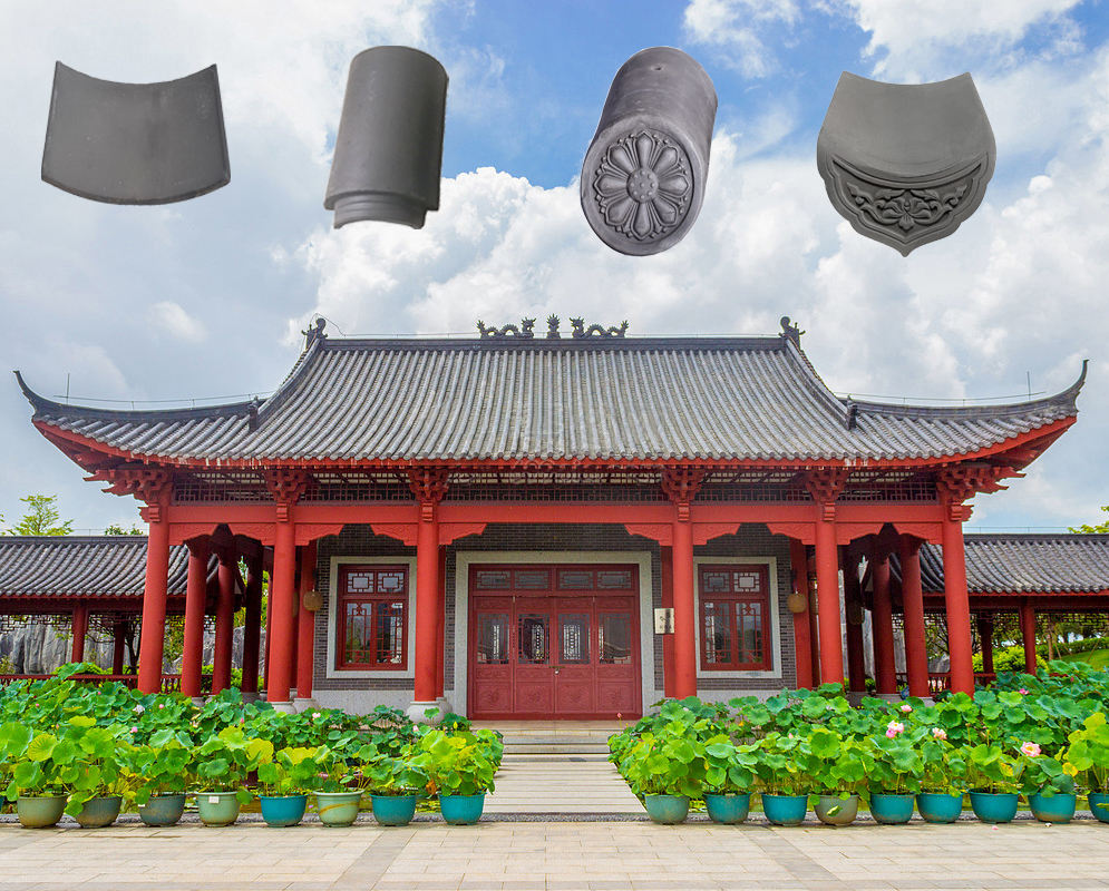 Traditional Chinese Grey Clay Roof Tile System Antique Terracotta Asian Roof Tiles for Temples, Pagodas & Asian Restaurants