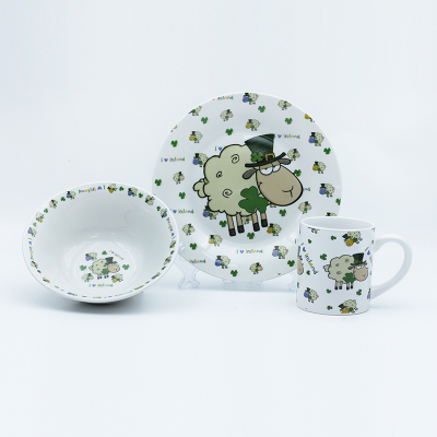 Ceramic Irish dinnerware sets mug Bulk、plate and bowl with decal fired for gift store