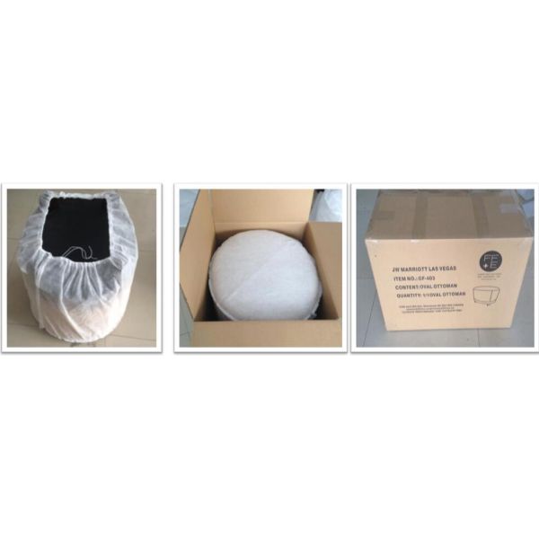 Round Living Room Storage Bench , Upholstered Storage Ottoman Bench