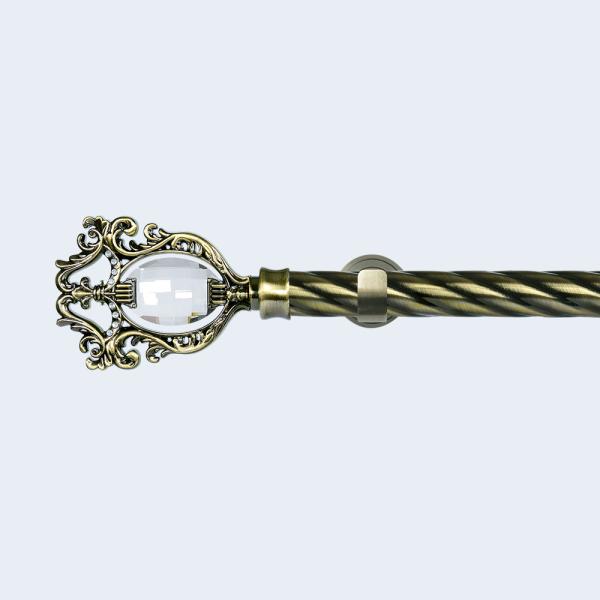 28mm magic mirror-shape crystal luxury curtain rod finials Custom curtain rod set double bracket
