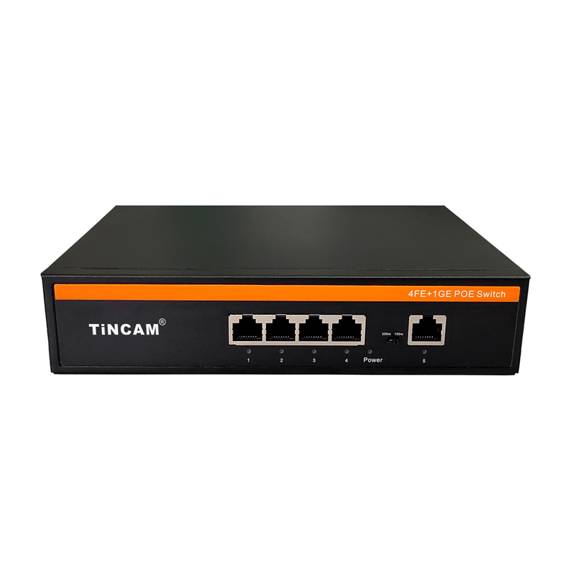 TiNCAM 5 Port Gigabit PoE Switch 4 PoE Ports 65W for IP Camera CCTV Surveillance TBC-4PS4505N