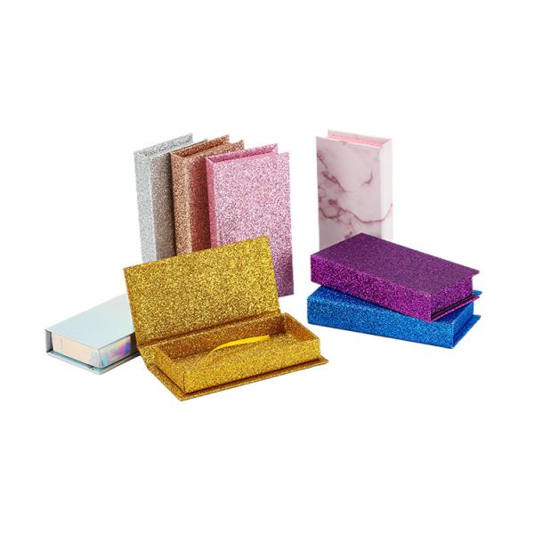 Impressão UV de mármore personalizado Caixas de cílios de papel vazio rosa Caixa de cílios falsos de cartão magnético