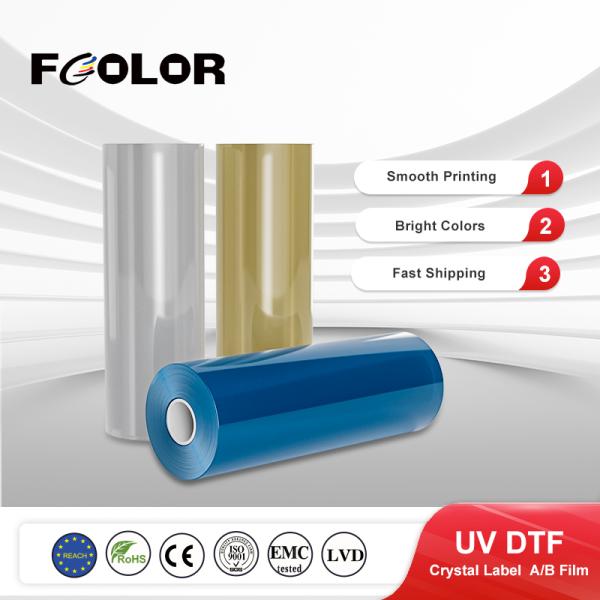 Fcolor 60cm UV DTF AB Film Transfer Film Sheet Roll UV DTF Sticker for Glass Leather Plastic Wood Steel UV DTF AB Film