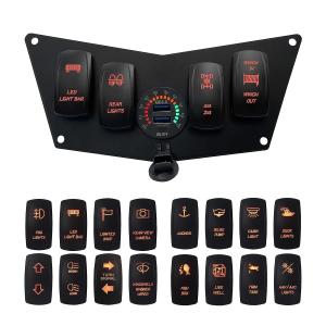 Custom Make 4 Gang Boat Waterproof Switch Panel With Voltmeter Dual USB Socket