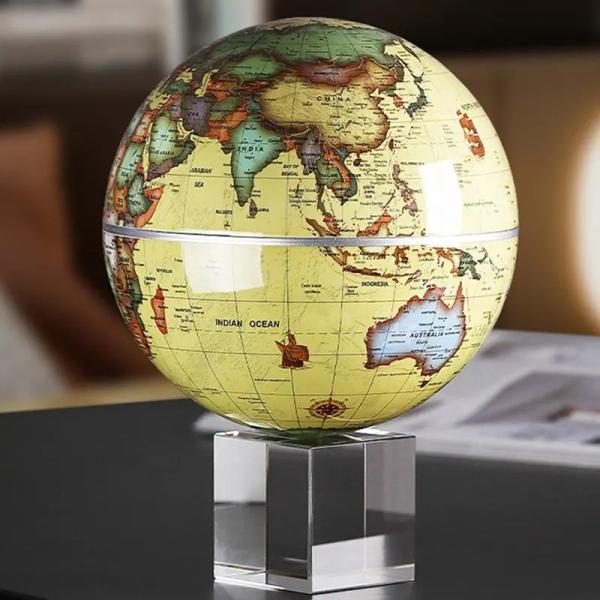 Solar Powered Spinning Globe Vintage New Energy Teaching Appliance Or Office Decoration