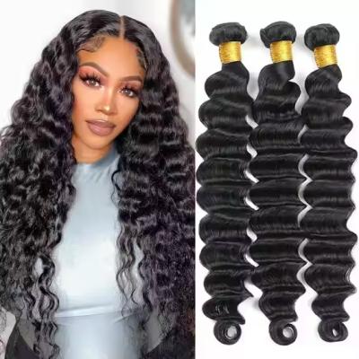 DEEP WAVE Cheap Natural  Remy Indian Human Hair Vendor Weave Bundles and wefts