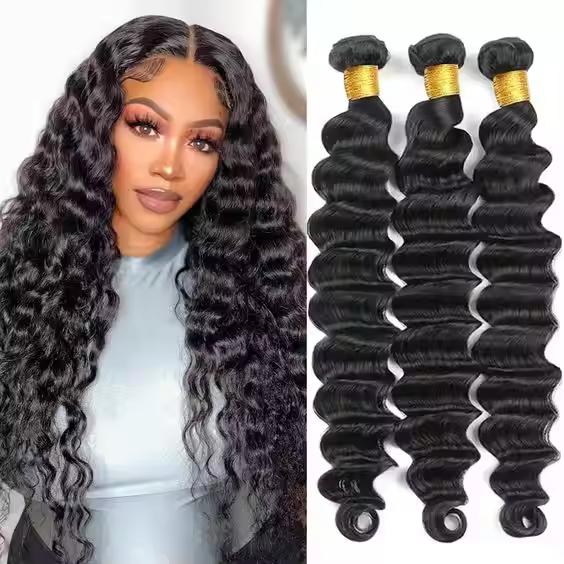 DEEP WAVE Cheap Natural  Remy Indian Human Hair Vendor Weave Bundles and wefts