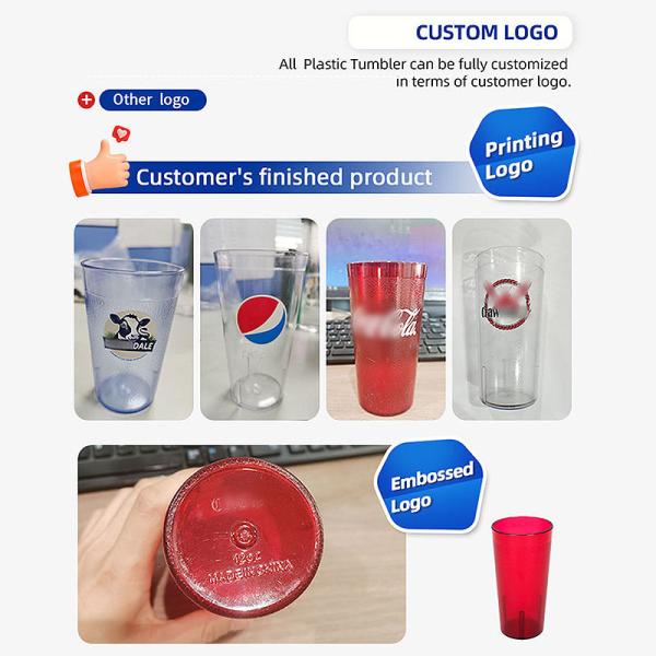 8oz Custom Tumbler Cup Logo Amber Drinking Glasses Water Tumbler Plastic Tumbler Beverage Cup