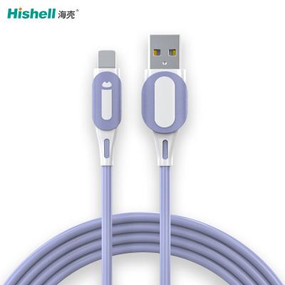 Fio líquido do carregador do telefone celular do silicone, tipo de cabo de carregamento rápido C de 2.1A USB