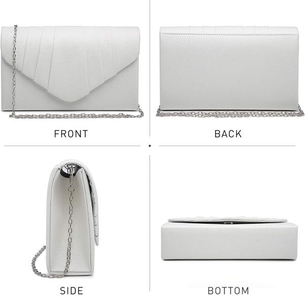 DASEIN WOMEN'S EVENING BAG PLEATED ENVELOPE CLUTCH HANDBAG WEDDING PARTY BRIDAL PURSE