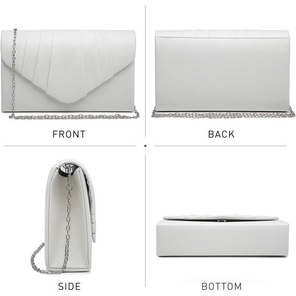 DASEIN WOMEN'S EVENING BAG PLEATED ENVELOPE CLUTCH HANDBAG WEDDING PARTY BRIDAL PURSE