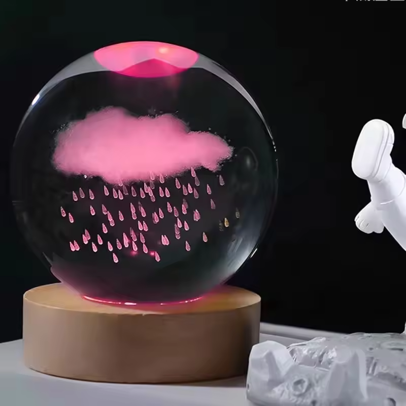Кристаллическая лампа USB Светлая 3D-искусство Кристаллический шар Яркое стекло Ночной свет Столовая лампа
