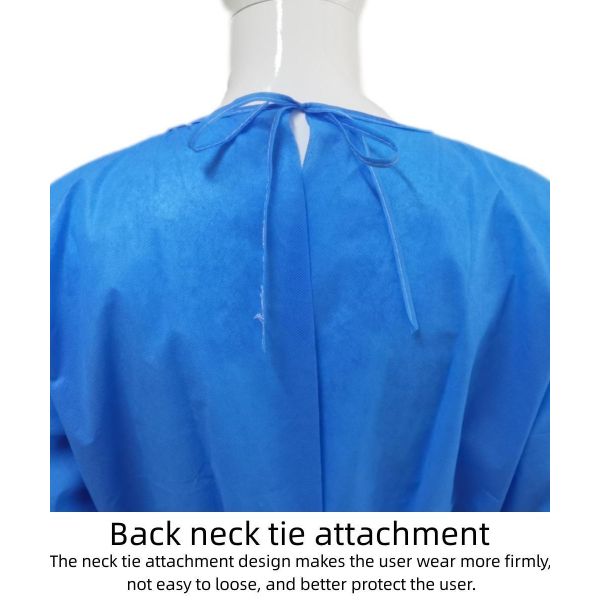 Disposable Surgical Gown with Soft Anti Static Protection Blue SMS Fabric Knitted Cuffs