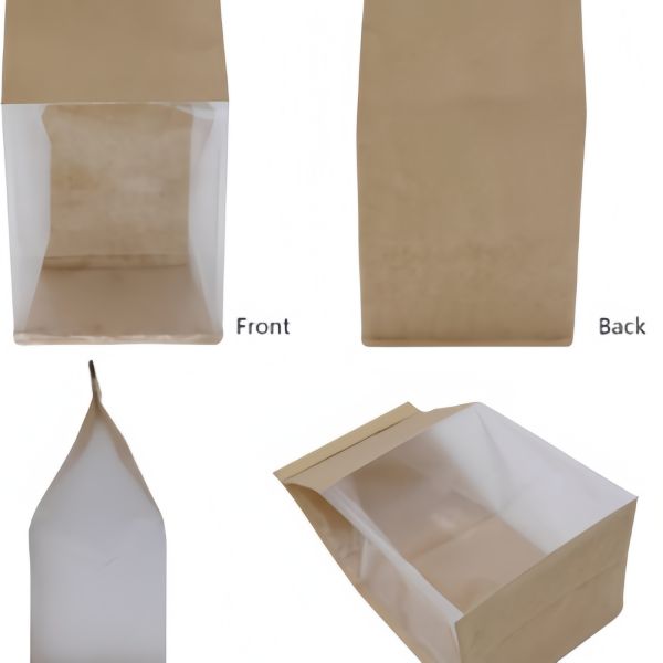 Square Bottom Bread Packaging Bags Custom Bakery Bags With Window Resealable Tin Tie Tab Lock