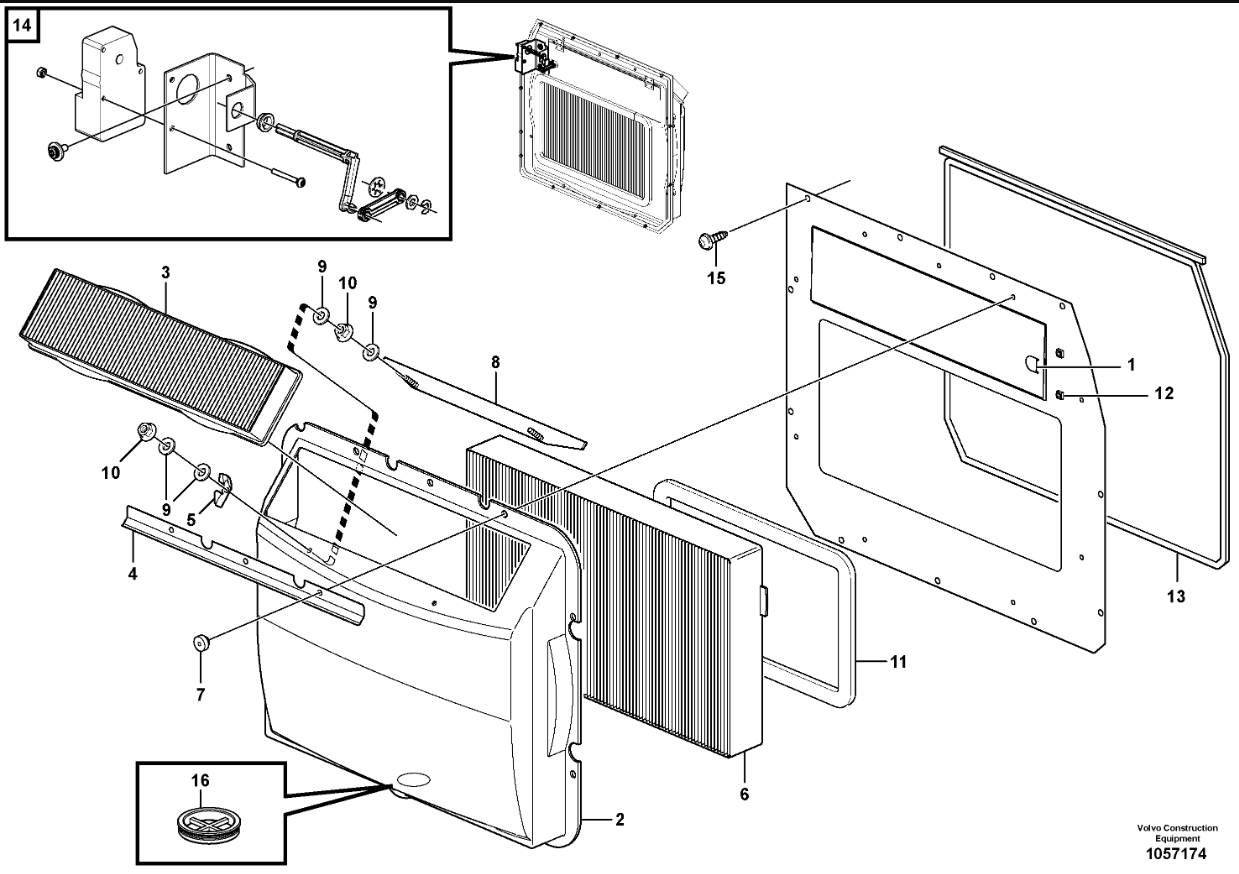 VOE15052786 15052786 Filtre à air de cabine pièces détachées pour excavatrice EC250D EC300D