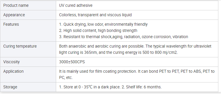 KL-UV-001 UV Glue Fast Curing High Bond Strength for PET & PC

