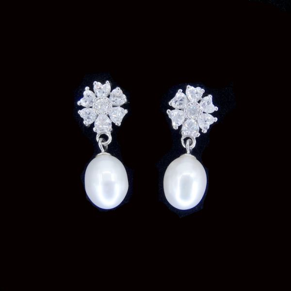 Серебр центрального стуб серег жемчуга круглого стерлинговый с радиоактивным дизайном