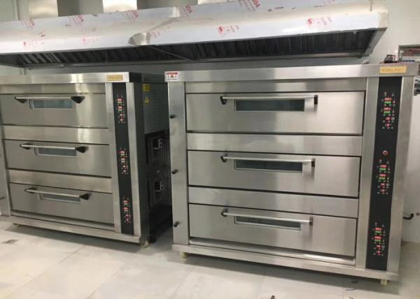 Ceramic Heating Bakery Deck Oven Three Deck Six Trays 0-300 Degree For Cake