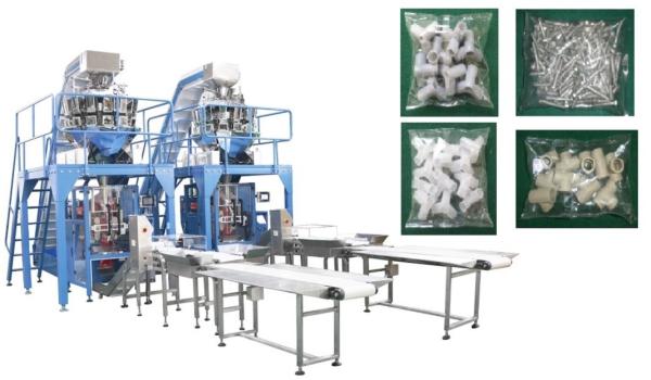 Small Hardware / Pipe Fittings Multihead Weigher Packing Machine With Mild / Stainless Steel Body