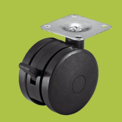 black PA plastic caster swivel top plate office furniture casters with brake