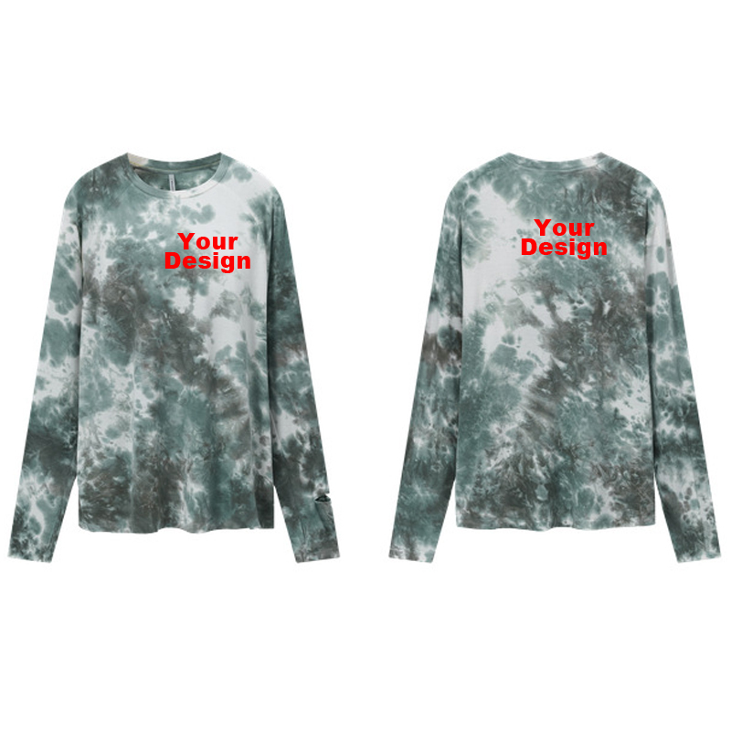 Custom OEM ODM Tie‑Dye Crew Neck Long Sleeve Sport T‑Shirt, Unisex S‑XL