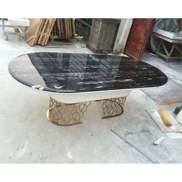 Modern Light Hotel Restaurant Furniture Simple Oval Marble Dining Table