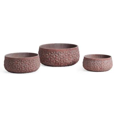 Potes de jardim de cerâmica feitos à mão com buraco de drenagem para pequenas plantas