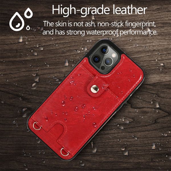 Men's Crossbody Leather Case for iPhone 12 Pro Max Shockproof and Functional Design