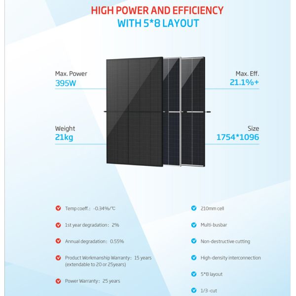 Trina Solar Vertex s Tsm-395 Trina Solar Panel Full Black 385W 390W TSM-DE09.05 Trina Solar 395 Pv Panels Trina Solar