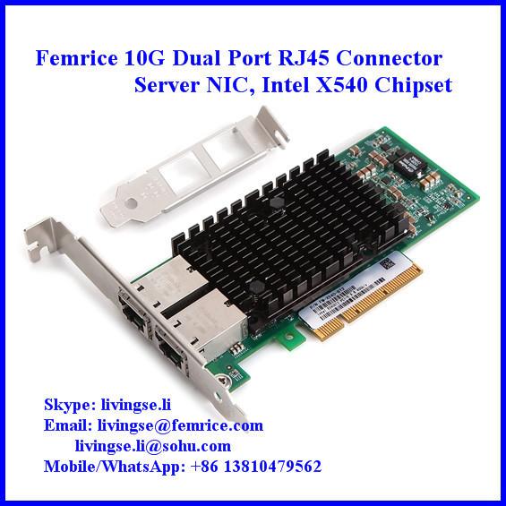 10Gbe 2xRJ45 Gigabit Ethernet PCIe x8 Server Adapter, X540 Server Adapter