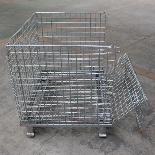 Custom Portable Folding Storage Cage , Mesh Cages For Storage  Powder coated