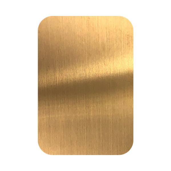 Plaque de tôle en acier inoxydable avec finition PVD Ti Gold 201, motif cheveux, bordure