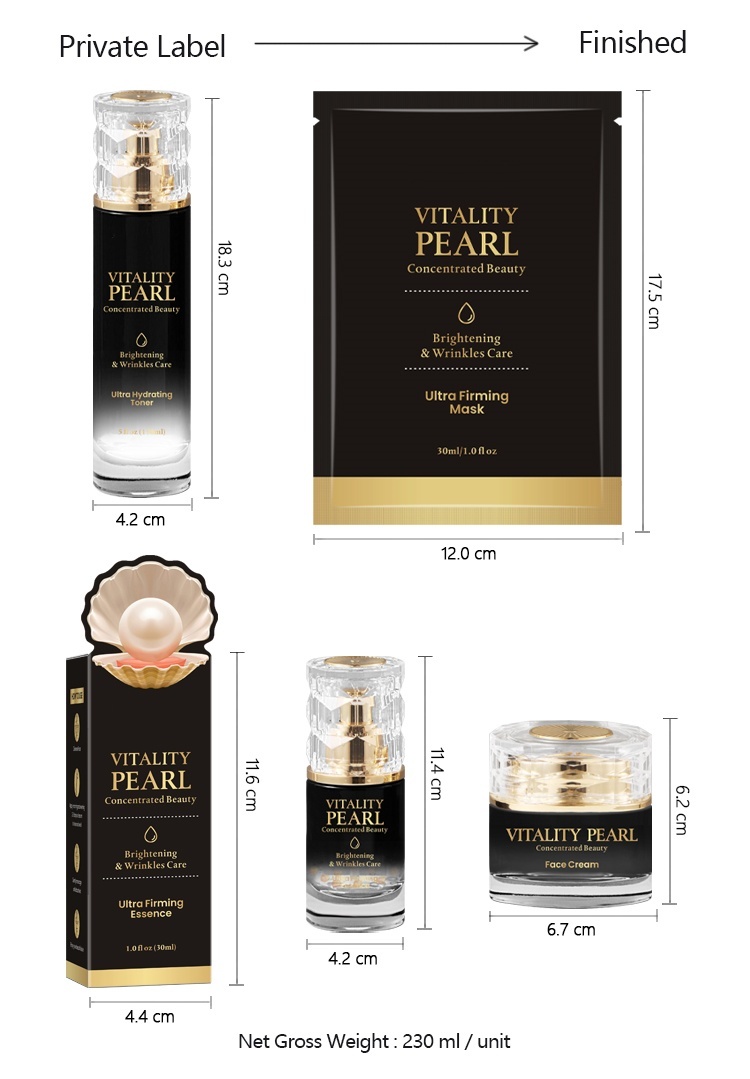 OEM ODM Korean Brand Customized Pearl Niacinamide Skincare Anti-Aging Facial Essence Set for Women Brightening Whitening Daily Facial Care