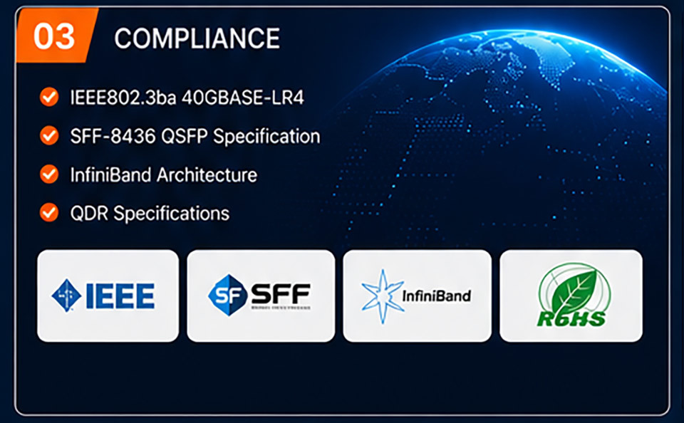 40G QSFP+ LR4 Optical Transceiver Module Single Mode LC Duplex 10km 1310nm TBC-QSFP+40G-LR4